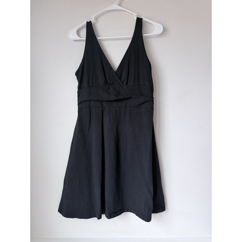 Patagonia Amber Dawn Dress Womens Medium Black Organic Cotton Strappy Sundress